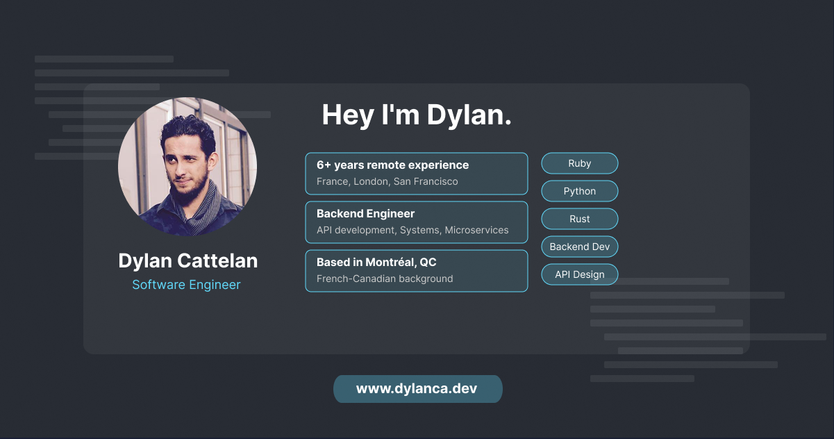 Dylan Cattelan | Software Engineer & Backend Developer